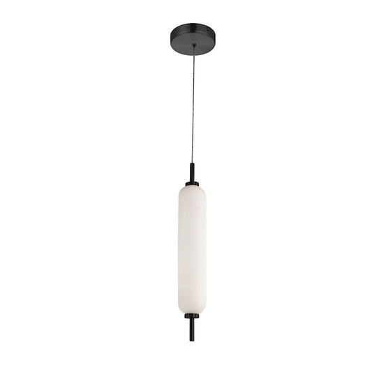 Dainolite Typha 2in 1-Light Pendant | Modern Matte Black and White Glass | Kitchen Island & Dining Room | 2 x 2 x 14 in | Model TYA-141LEDP-MB