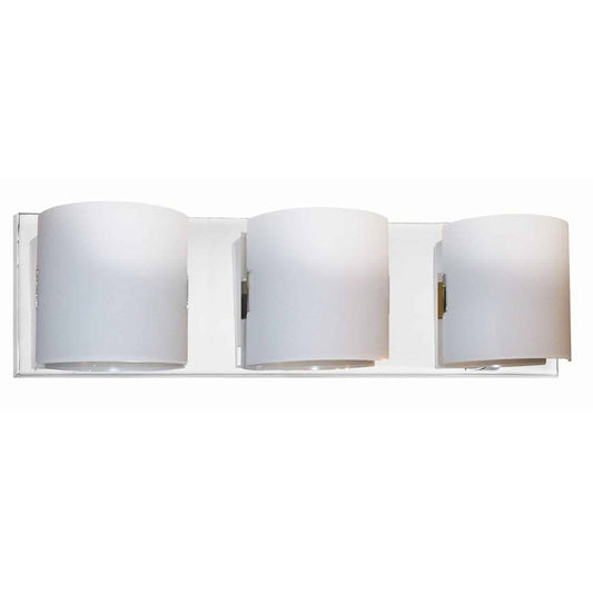 Dainolite Sanctuary 20in 3-Light Vanity Light | Modern Polished Chrome and White Frosted Glass | Bathroom Vanity | 20 x 4 x 5.5 in | Model V030-3W-PC