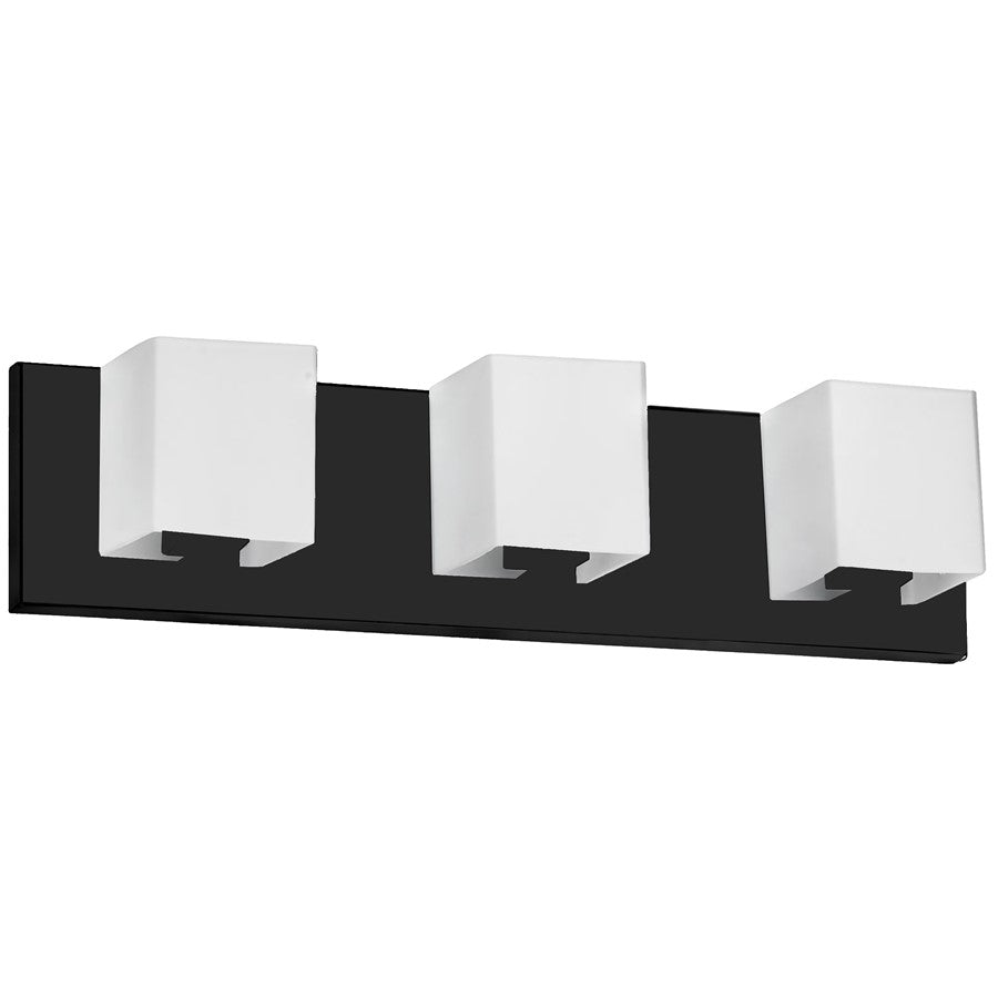 Dainolite Verona 19in 3-Light Vanity Light | Modern Matte Black and White Glass | Bathroom & Powder Room | 19 x 4 x 4.5 in | Model V1230-3W-MB