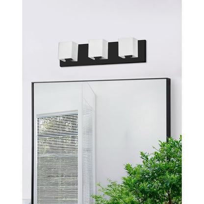 Dainolite Verona 19in 3-Light Vanity Light | Modern Matte Black and White Glass | Bathroom & Powder Room | 19 x 4 x 4.5 in | Model V1230-3W-MB
