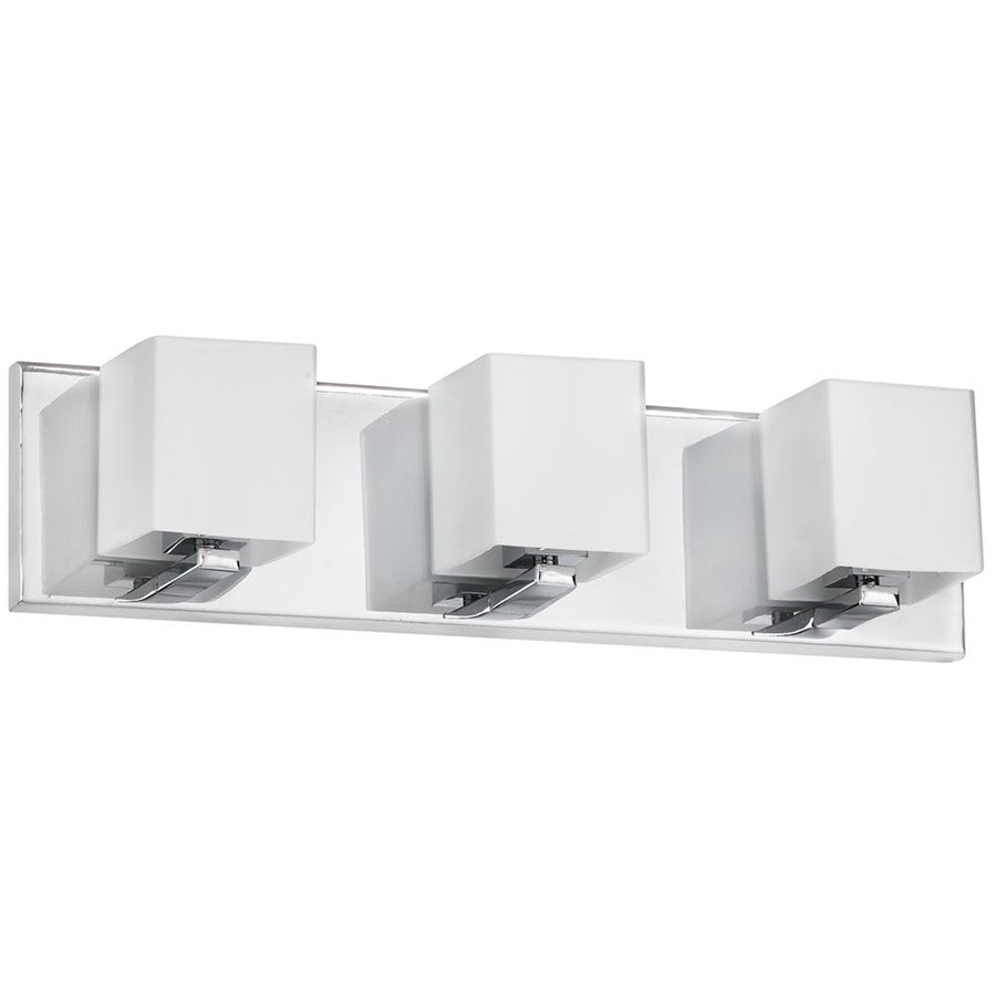 Dainolite 19in 3-Light Vanity Light | Polished Chrome and Frosted Glass | Bathroom & Powder Room | 19 x 4 x 4.5 in | Model V1230-3W-PC