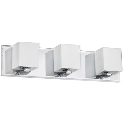 Dainolite 19in 3-Light Vanity Light | Polished Chrome and Frosted Glass | Bathroom & Powder Room | 19 x 4 x 4.5 in | Model V1230-3W-PC