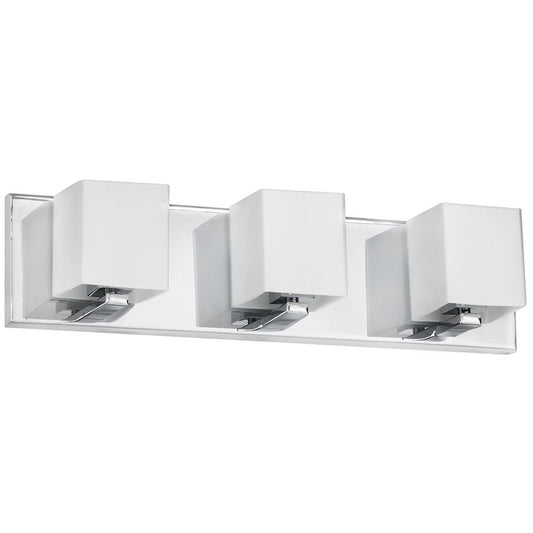 Dainolite 19in 3-Light Vanity Light | Polished Chrome and Frosted Glass | Bathroom & Powder Room | 19 x 4 x 4.5 in | Model V1230-3W-PC