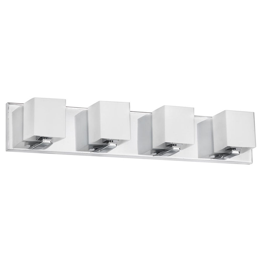 Dainolite 26in 4-Light Vanity Light | Polished Chrome and Frosted Glass | Bathroom Vanity | 4.5 x 4 x 26 in | Model V1230-4W-PC