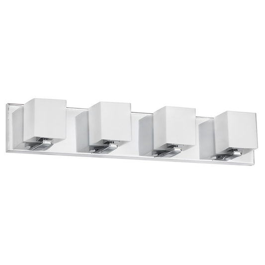 Dainolite 26in 4-Light Vanity Light | Polished Chrome and Frosted Glass | Bathroom Vanity | 4.5 x 4 x 26 in | Model V1230-4W-PC