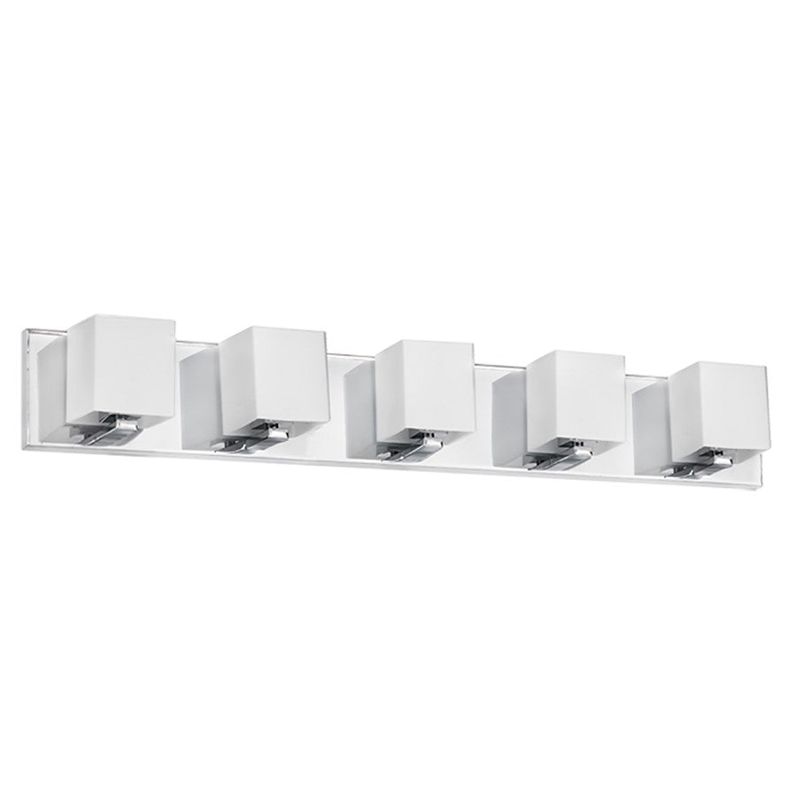 Dainolite 36in 5-Light Vanity Light | Polished Chrome and Frosted Glass | Bathroom Vanity | 3.8 x 35.5 x 4.75 in | Model V1230-5W-PC