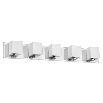 Dainolite 36in 5-Light Vanity Light | Polished Chrome and Frosted Glass | Bathroom Vanity | 3.8 x 35.5 x 4.75 in | Model V1230-5W-PC