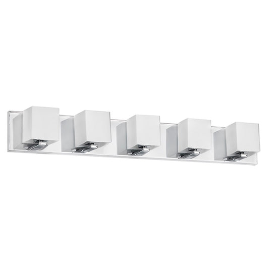 Dainolite 36in 5-Light Vanity Light | Polished Chrome and Frosted Glass | Bathroom Vanity | 3.8 x 35.5 x 4.75 in | Model V1230-5W-PC