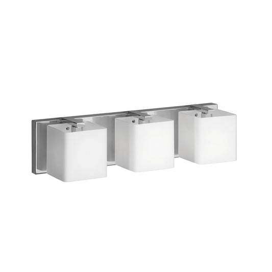 Dainolite V1233 19in 3-Light Vanity Light | Modern Polished Chrome and White Opal Glass | Bathroom Vanity | 19 x 4.75 in | Model V1233-3W-PC