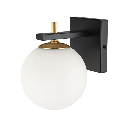 Dainolite Vivaldi 5in 1-Light Wall Sconce | Transitional Matte Black and Aged Brass with White Glass | Hallway & Bedroom | Model VAD-51W-MB-AGB