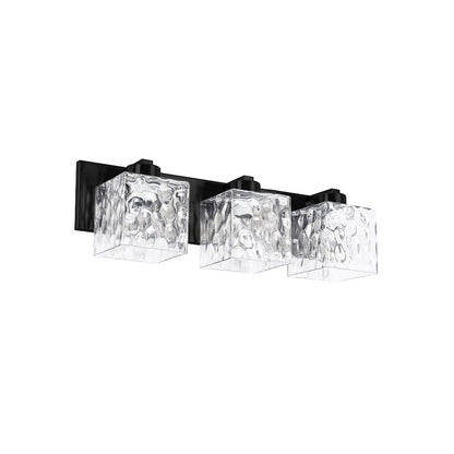 Dainolite Veda 23in 3-Light Vanity Light | Contemporary Matte Black and Clear Glass | Bathroom Vanity | 23 x 5 x 7 in | Model VED-223W-MB-CLR