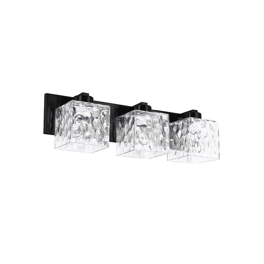 Dainolite Veda 23in 3-Light Vanity Light | Contemporary Matte Black and Clear Glass | Bathroom Vanity | 23 x 5 x 7 in | Model VED-223W-MB-CLR
