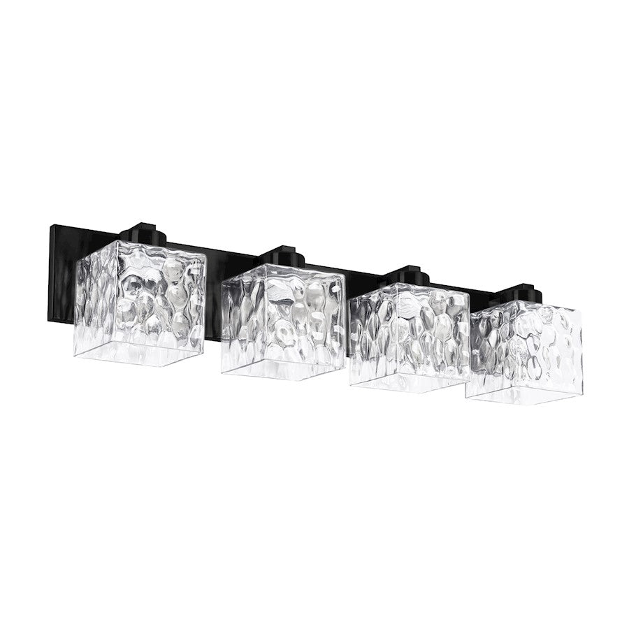 Dainolite Veda 31in 4-Light Vanity Light | Contemporary Matte Black and Clear Glass | Bathroom Vanity | 31 x 5 x 7 in | Model VED-294W-MB-CLR