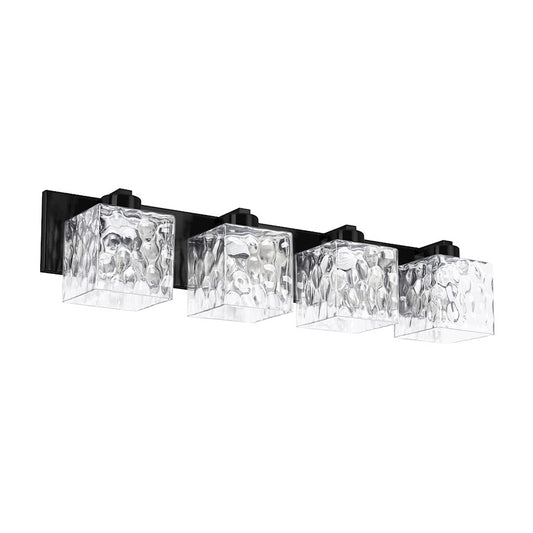 Dainolite Veda 31in 4-Light Vanity Light | Contemporary Matte Black and Clear Glass | Bathroom Vanity | 31 x 5 x 7 in | Model VED-294W-MB-CLR