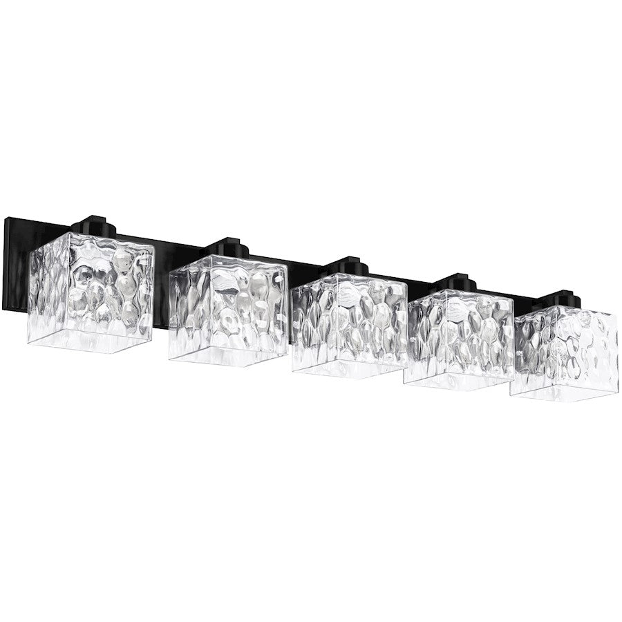 Dainolite Veda 38in 5-Light Bath Vanity | Contemporary Matte Black and Clear Glass | Bathroom Vanity | 38 x 5 x 7 in | Model VED-365W-MB-CLR