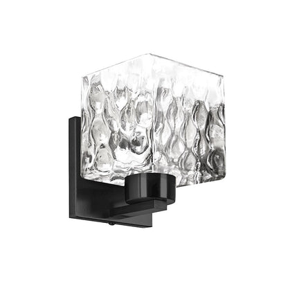 Dainolite Veda 1-Light Wall Sconce | Contemporary Matte Black and Clear Glass | Bathroom & Hallway | 4 x 5 x 7 in | Model VED-51W-MB-CLR