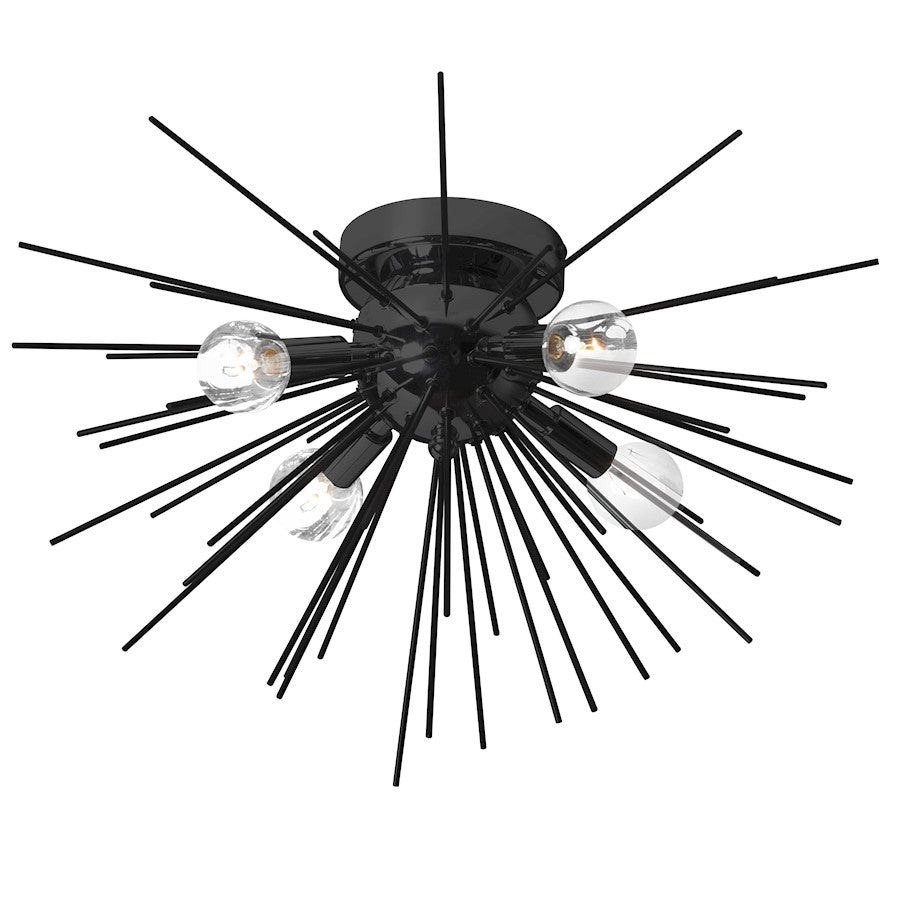 Dainolite Vega 18in 4-Light Flush Mount | Contemporary Matte Black | Hallway & Bedroom | 18 x 18 x 11 in | Model VEG-184FH-MB