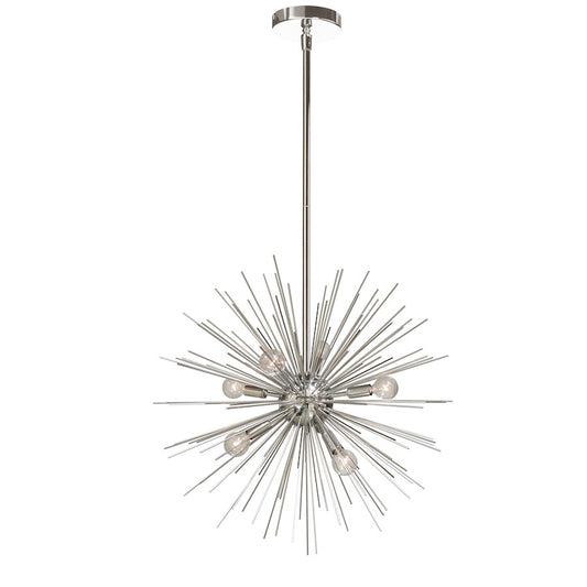 Dainolite Vega 20in 6-Light Pendant | Painted Silver and Polished Chrome Steel | Kitchen Island & Dining Room | 20 x 20 x 20 in | Model VEG-196P-SV-PC
