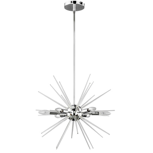 Dainolite Vela 21in 6-Light Pendant | Polished Chrome and Clear Acrylic Spikes | Dining Room & Living Room | 21 x 21 x 21 in | Model VEL-206C-PC
