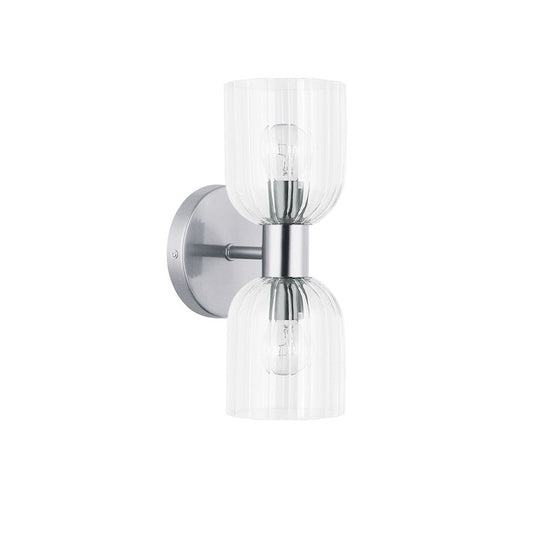 Dainolite Vienna 2-Light Wall Sconce | Transitional Polished Chrome and Clear Glass | Bathroom & Powder Room Vanity | 11.5 in H | Model VIE-102W-PC