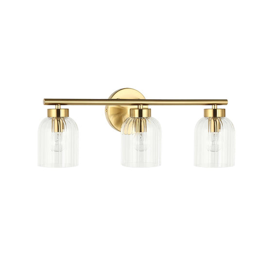 Dainolite Vienna 21in 3-Light Vanity Light | Transitional Aged Brass and Clear Ribbed Glass | Bathroom & Powder Room | Model VIE-213W-AGB