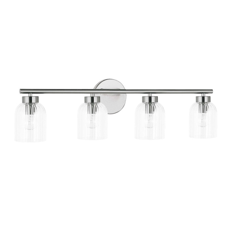 Dainolite Vienna 29in 4-Light Vanity | Transitional Polished Chrome and Clear Glass | Bathroom & Powder Room | 29 x 5.75 x 7.25 in | Model VIE-294W-PC