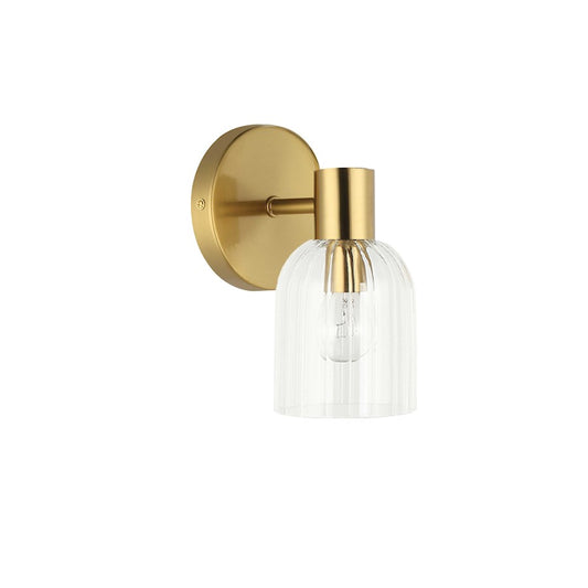 Dainolite Vienna 1-Light Wall Sconce | Transitional Aged Brass and Clear Glass | Bathroom & Hallway Accent | 5.75 x 4.75 x 8 in | Model VIE-81W-AGB