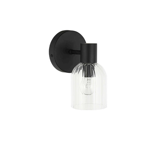 Dainolite Vienna 1-Light Wall Sconce | Transitional Matte Black and Clear Glass | Bathroom & Hallway Accent | 5.75 x 4.75 x 8 in | Model VIE-81W-MB