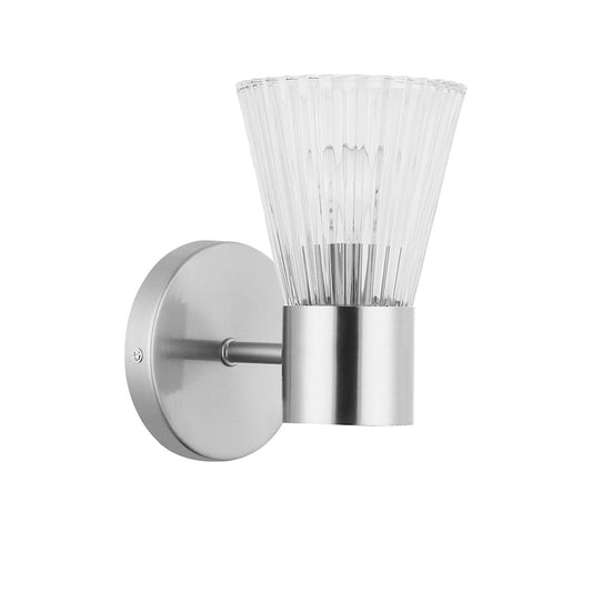 Dainolite Vienna 1-Light Wall Sconce | Transitional Polished Chrome and Clear Ribbed Glass | Bathroom & Hallway Accent | 6in | Model VIE-91W-PC