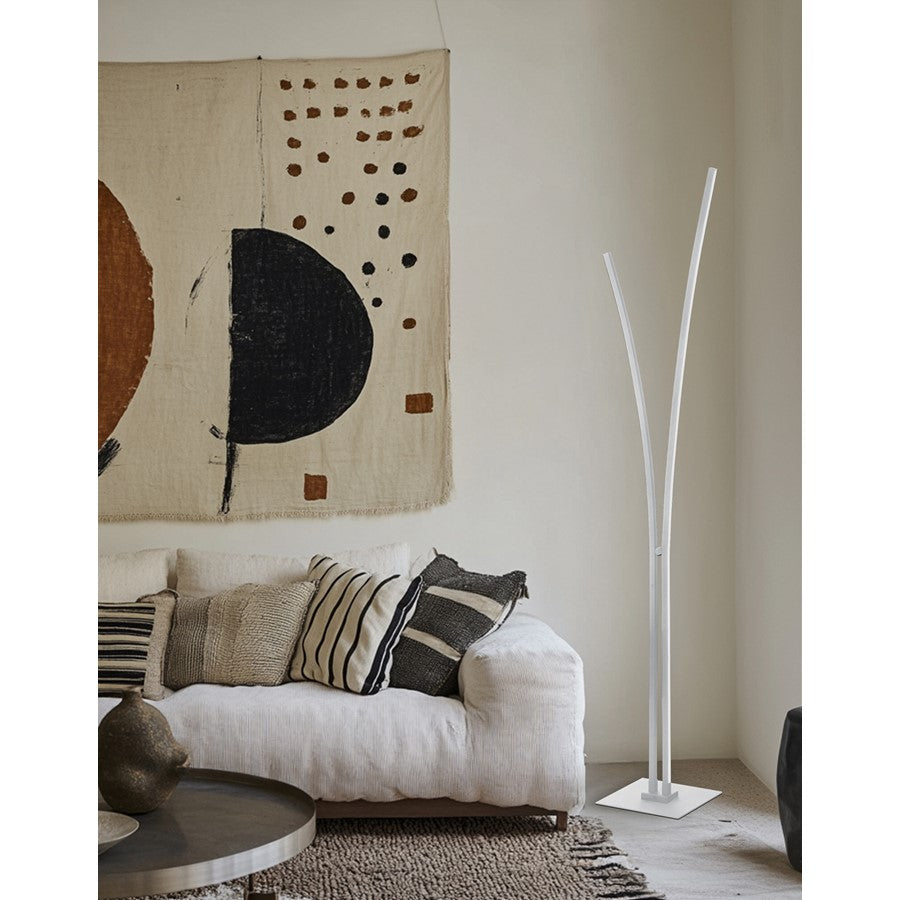 Dainolite Vincent 65in 1-Light Floor Lamp | Modern Matte White and White Acrylic | Living Room & Bedroom | 2500 Lumens 3000K | Model VIN-6536LEDF-MW