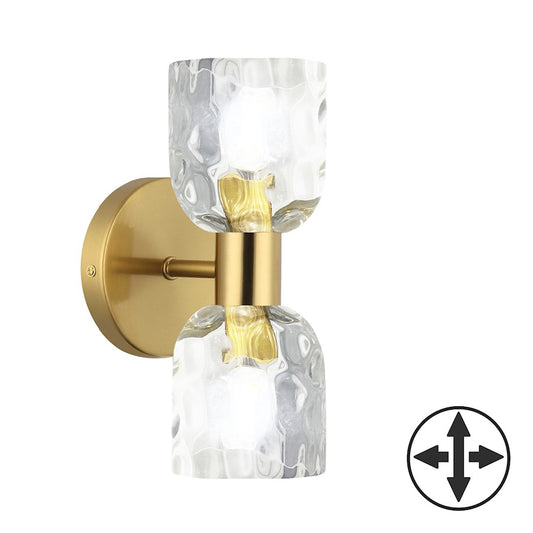 Dainolite Vallora 12in 2-Light Vanity Light | Transitional Aged Brass and Clear Glass | Bathroom & Powder Room | Model VLA-102W-AGB-CLR