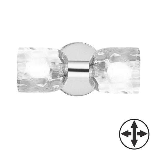 Dainolite Vallora 2-Light Vanity Light | Transitional Polished Chrome and Clear Glass | Bathroom & Powder Room | 11.5 in H | Model VLA-102W-PC-CLR