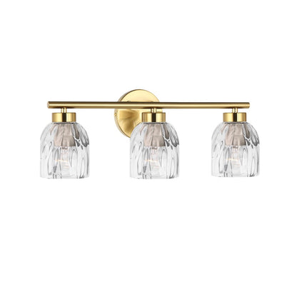 Dainolite Vallora 3-Light Vanity Light | Transitional Aged Brass and Clear Glass | Bathroom & Powder Room | 21 in W | Model VLA-213W-AGB-CLR
