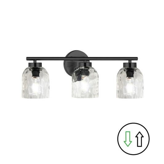 Dainolite Vallora 3-Light Vanity Light | Transitional Matte Black and Clear Glass | Bathroom & Powder Room | 21 in W | Model VLA-213W-MB-CLR