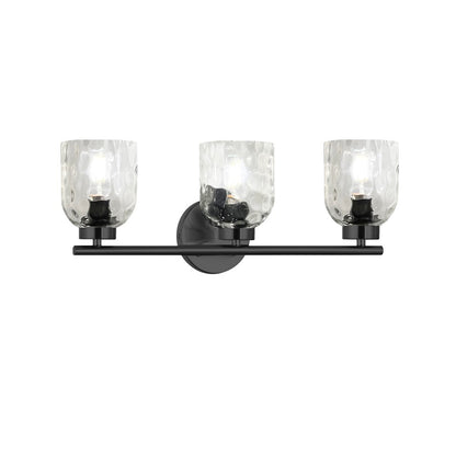Dainolite Vallora 3-Light Vanity Light | Transitional Matte Black and Clear Glass | Bathroom & Powder Room | 21 in W | Model VLA-213W-MB-CLR