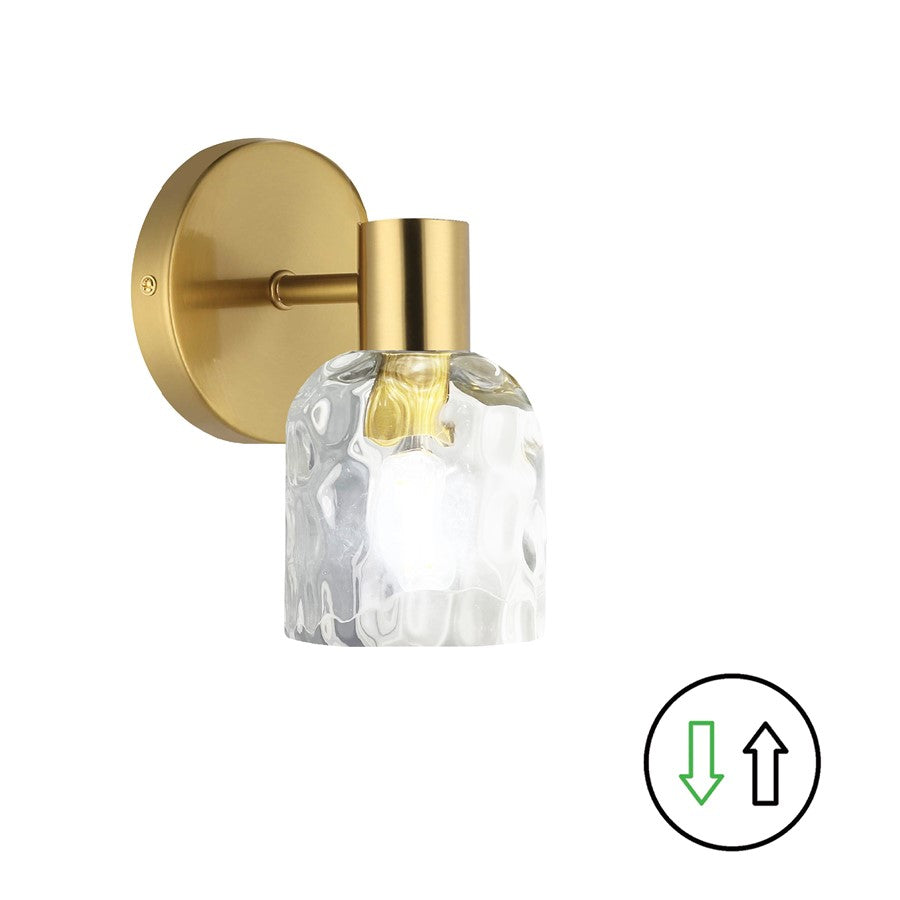 Dainolite Vallora 8in 1-Light Vanity Light | Transitional Aged Brass and Clear Glass | Bathroom & Powder Room | Model VLA-81W-AGB-CLR