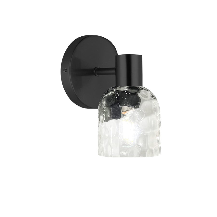 Dainolite Vallora 8in 1-Light Vanity Light | Transitional Matte Black and Clear Glass | Bathroom & Powder Room | Model VLA-81W-MB-CLR
