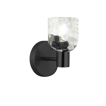 Dainolite Vallora 8in 1-Light Vanity Light | Transitional Matte Black and Clear Glass | Bathroom & Powder Room | Model VLA-81W-MB-CLR