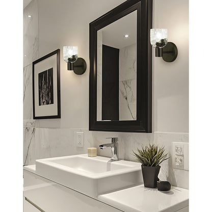 Dainolite Vallora 8in 1-Light Vanity Light | Transitional Matte Black and Clear Glass | Bathroom & Powder Room | Model VLA-81W-MB-CLR