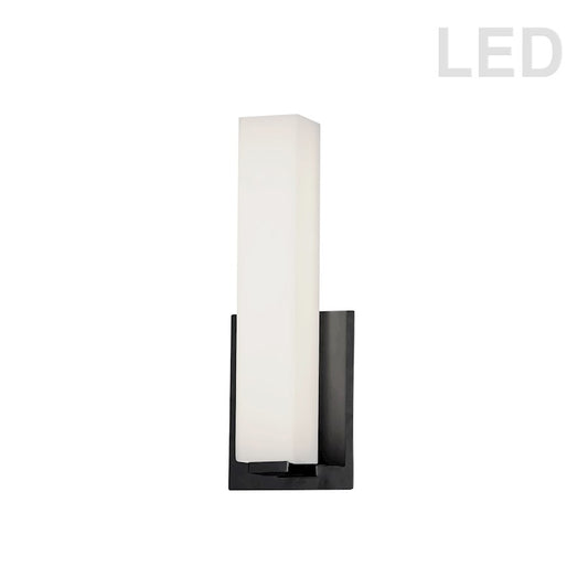 Dainolite VLD-172 10.5in 1-Light Vanity Light | Contemporary White Glass and Matte Black Metal | Bathroom Vanity | Model VLD-172-10-MB