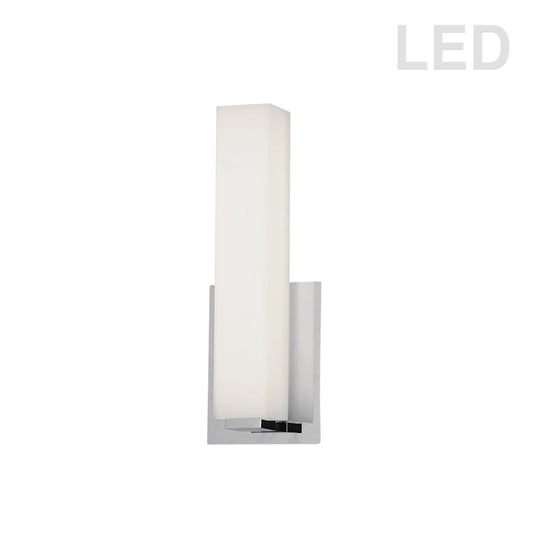 Dainolite VLD-172 10.5in 1-Light Vanity Light | Contemporary White Glass and Polished Chrome Metal | Bathroom Vanity | Model VLD-172-10-PC