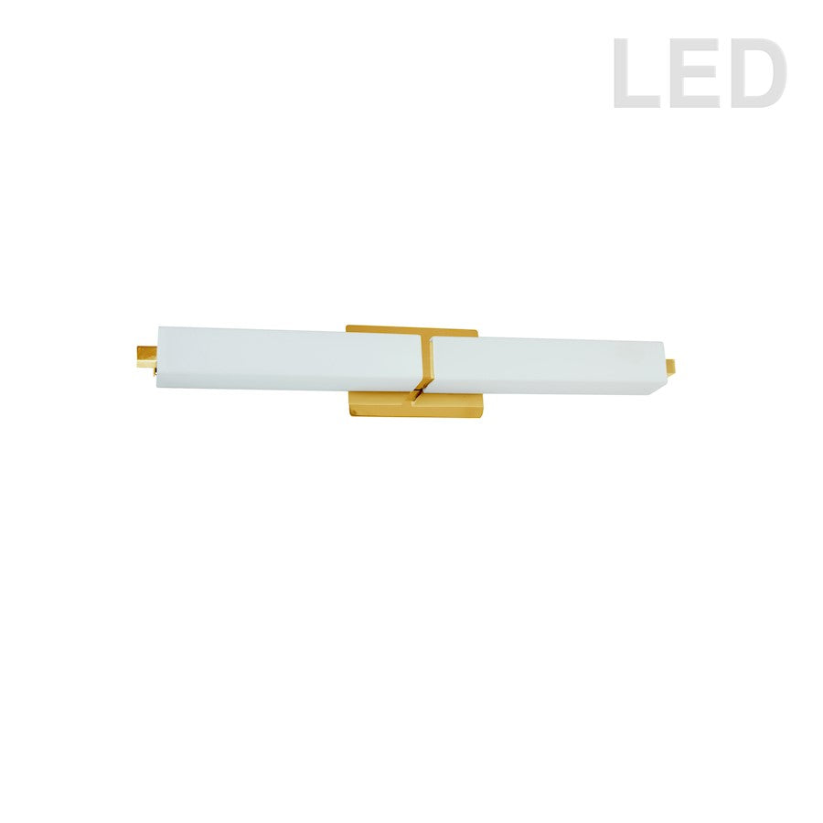 Dainolite VLD-172 27in 1-Light Vanity Light | Contemporary White Glass and Aged Brass Metal | Bathroom Vanity & Powder Room | 3 x | Model VLD-172-24-AGB