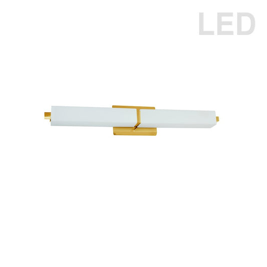Dainolite VLD-172 27in 1-Light Vanity Light | Contemporary White Glass and Aged Brass Metal | Bathroom Vanity & Powder Room | 3 x | Model VLD-172-24-AGB