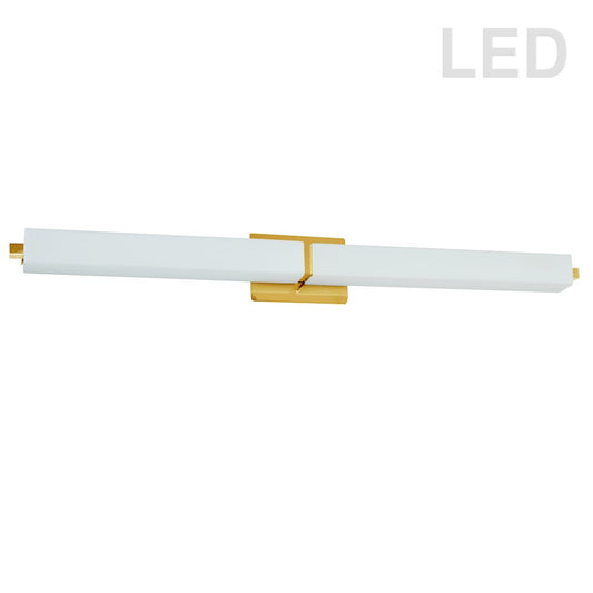 Dainolite VLD-172 39in 1-Light Vanity Light | Contemporary White Glass and Aged Brass Metal | Bathroom Vanity | 3 x 39 x 5 in | Model VLD-172-36-AGB