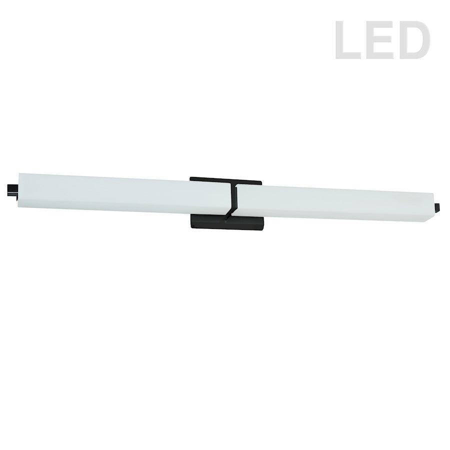 Dainolite VLD-172-36 39in 1-Light LED Vanity Light | Contemporary White Glass and Matte Black Metal | Bathroom Vanity | 3 x 39 x 5 in | Model VLD-172-36-MB
