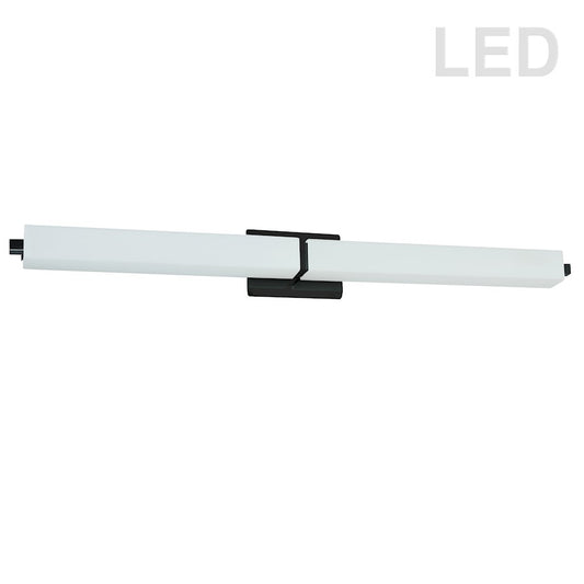 Dainolite VLD-172-36 39in 1-Light LED Vanity Light | Contemporary White Glass and Matte Black Metal | Bathroom Vanity | 3 x 39 x 5 in | Model VLD-172-36-MB