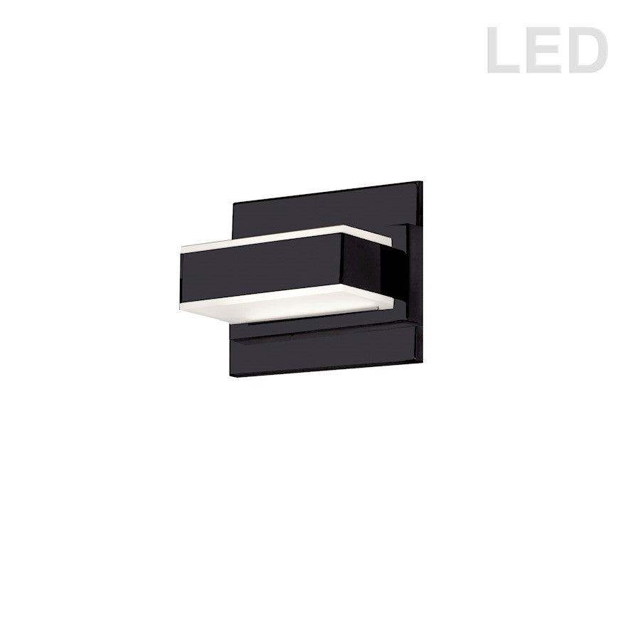 Dainolite VLD-215 6in 1-Light Vanity Light | Matte Black Painted and Frosted Acrylic | Bathroom Vanity | 6 x 4.75 x 4.5 in | Model VLD-215-1W-MB