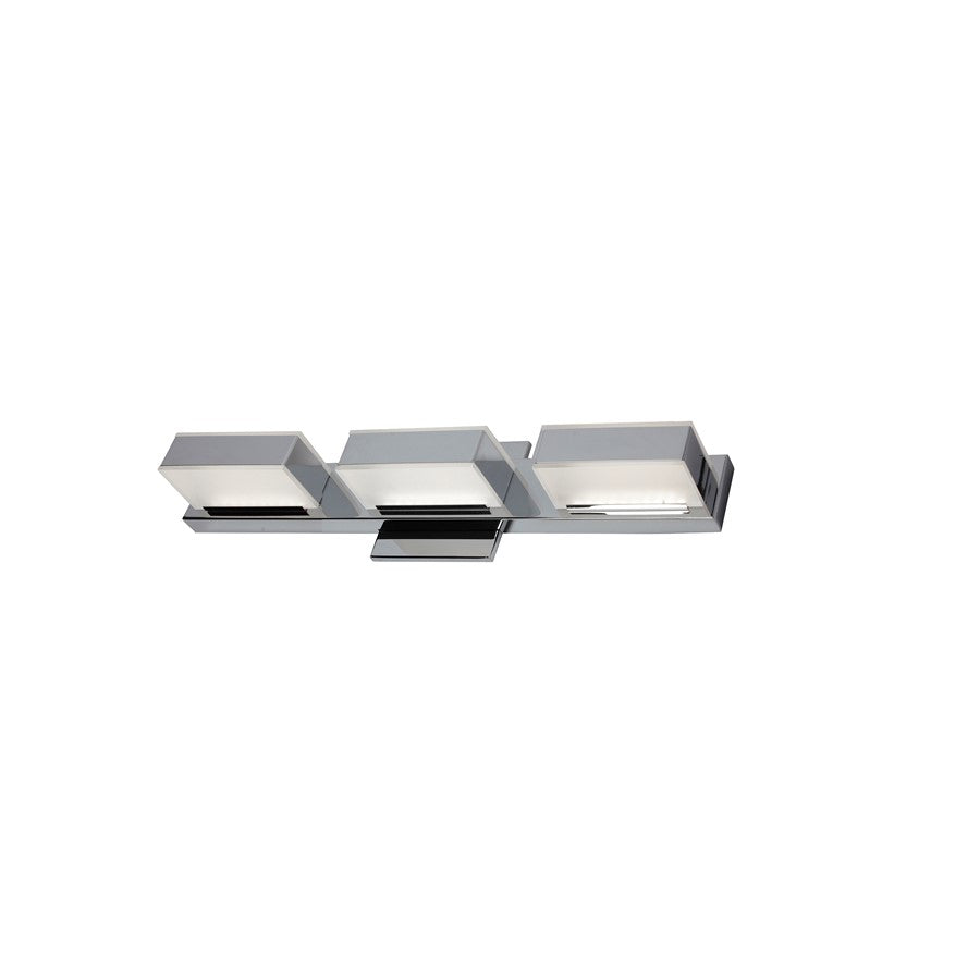 Dainolite VLD-215 20in 3-Light LED Vanity Light | Modern Polished Chrome and White Acrylic | Bathroom Vanity | 20 x 3 x 4.75 in | Model VLD-215-3W-PC