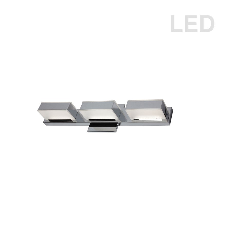 Dainolite VLD-215 20in 3-Light LED Vanity Light | Modern Polished Chrome and White Acrylic | Bathroom Vanity | 20 x 3 x 4.75 in | Model VLD-215-3W-PC