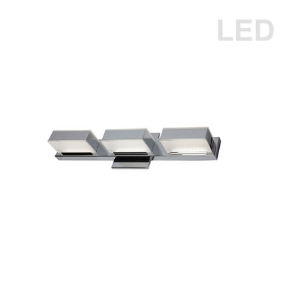 Dainolite VLD-215 20in 3-Light LED Vanity Light | Modern Polished Chrome and White Acrylic | Bathroom Vanity | 20 x 3 x 4.75 in | Model VLD-215-3W-PC